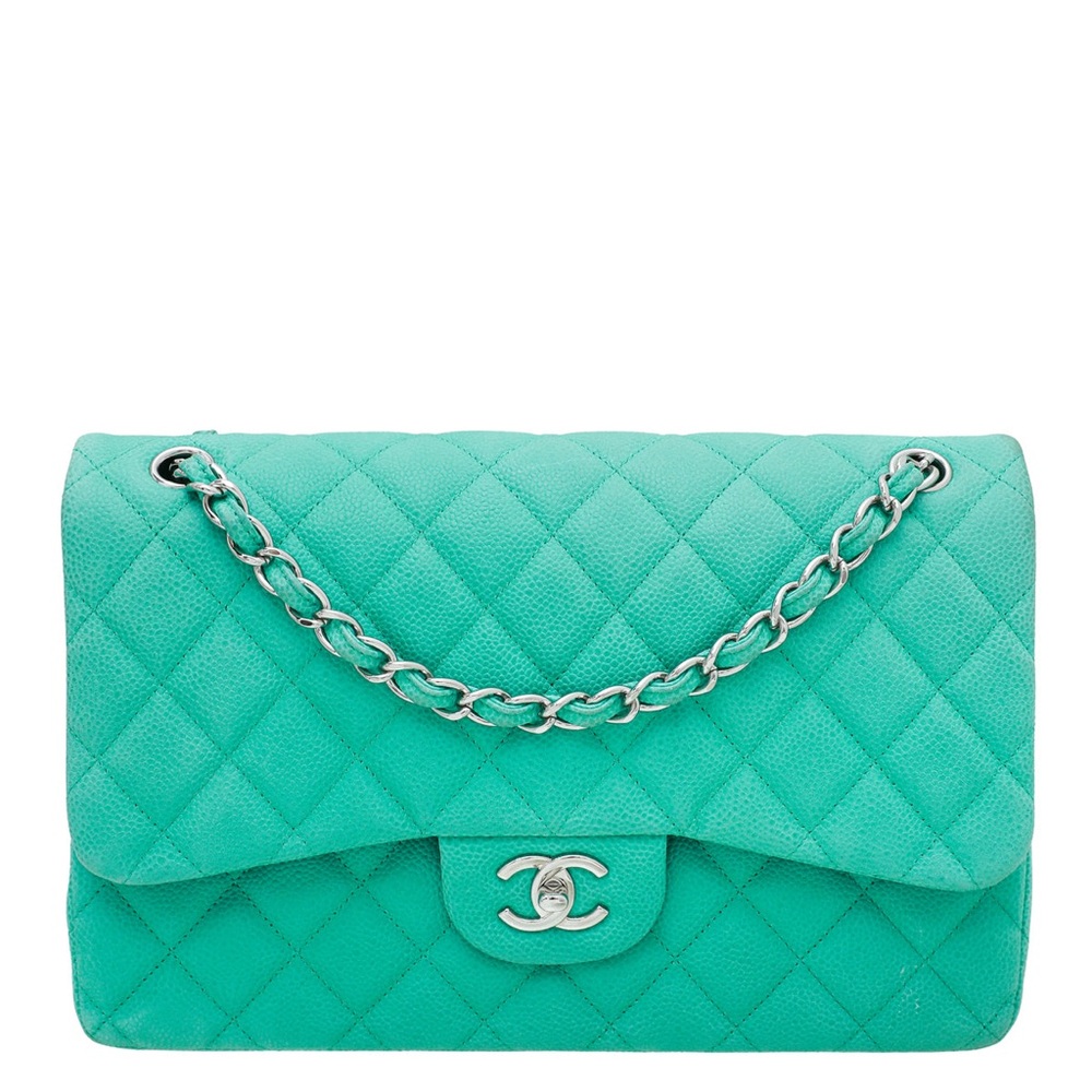RARE CHANEL Quilted Jumbo Double Flap Caviar Crossbody Bag